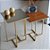 Conjunto Par Mesas Laterais de Canto Quadradas AGATHA Dourado e Cinamomo Castanho Design - Imagem 1