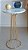 Mesa Cabeceira Lateral Super Alta Redonda 70 cm SINGAPURA Dourada Branco Laqueado com Vidro - Imagem 3