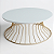 Mesa de Centro Redonda SINGAPURA Dourada Vidro Branco 70 cm Design Assinado - Imagem 1