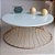 Mesa de Centro Redonda SINGAPURA Dourada Vidro Branco 70 cm Design Assinado - Imagem 3