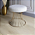 Puff Estofado Redondo para Sala SINGAPURA 40 cm Dourado e Tecido Boucle Branco - Imagem 1