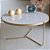 Mesa de Centro para Sala Redonda 70 cm TRÍADE Dourado e Vidro Branco Off-White - Imagem 3
