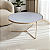 Mesa de Centro para Sala Redonda 70 cm TRÍADE Dourado e Vidro Branco Off-White - Imagem 1