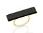 Anel Rommanel Aro Fino Composto Por Peça Retangular Com Pedra Preta De 8X34Mm - Imagem 1