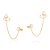 Brinco Ear Cuff Com Piercing De Pressão Composto Por 4 Zircônias Gota De 6X8 Mm Interligadas Por Corrente De Elo Cadeado - Imagem 1