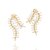 Brinco Ear Jacket Formato De Folhas Cravejado Por 72 Zircônias Gota De 3X5 Mm (Par) Med 5,7 Cm X 3,0 Cm (Joia Licen  Col - Imagem 1