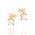 Brinco Cravejado Por 2 Zircônias Redondas De 3,0 Mm E 2 Zircônias Carrês De 6X6 Mm Penduradas (Par),Med 1,4 Cm 0,80 Cm - Imagem 1