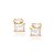 Brinco Botão Cravejado Por 2 Zircônias Retangulares De 7X9 Mm E 2 Zircônias Navetes De 5X10 Mm (Par),Med 1,2 Cm X 1,4 Cm - Imagem 2