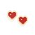 Brinco Rommanel Formato Coração Pixel, Com Aplicação De Resina,Med 1,1 Cm X 1,2 Cm - Imagem 1