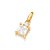 Pingente Cravejado Com 1 Zircônia Redonda De 3,00Mm E 1 Zircônia Formato Carrê 6X6Mm,Med: 1,8 X 0,80 Cm - Imagem 1