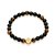 Pulseira Rommanel Shamballa Formada Por 25 Pedras "Olho De Tigre" De 8,00 Mm, Com Peça Escrito Livrai-Nos De Todo Mal Am - Imagem 1