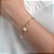 Pulseira Rommanel Formada Por Fio Elo Cadeado, Composta Por Medalhas Penduradas Escritas Fé, Paz, Sorte E Gratidão, Inte - Imagem 3