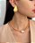Colar Curto em Cristais Laranja e Pérola Central Estilo Boho - Imagem 1