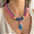 Maxi Colar Fio Corda Rosa e Azul - Imagem 1