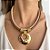Colar Marrom com Medalha Banhada - Imagem 1