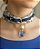 Colar Lenço Azul Pérola e Pedra Natural - Imagem 1