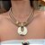 Maxi Colar Nude e Marrom Medalha - Imagem 1