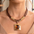 Colar Marrom Pingente Quadrado - Imagem 1