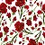 Papel de Parede Adesivo Floral Branco com Flores Vermelhas - Imagem 1