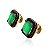 Brinco prata 925 banho ouro 18k retangular 12X14MM esmeralda - Imagem 2