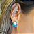 Brinco prata 925 pedras turquesa centro oval - Imagem 5