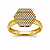 Anel Chuveiro em Ouro 18k, formato hexagonal cravejado de zircônias - Imagem 1