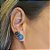 Brinco prata 925 oval com zirconias turquesas - Imagem 3