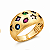 Anel Prata 925 Banho de Ouro 18K com 8 Zircônias Coloridas Abaulado Liso Feminino - Imagem 1