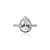 Anel Solitário Gota Cravejado em Zircônia Diamante Banhado a Prata - Imagem 1