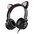 Fone De Ouvido Headset Kitty Ear - Orelha De Gato Preto Com Microfone Cabo 1.2m Plug P2 Estereo P3 - Ke100p - Imagem 1