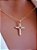 Colar crucifixo baguetes com coração vazado zircônia - Imagem 2