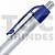 Caneta plástica prata com detalhe emborrachado colorido, esferográfica azul - Imagem 3