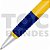 Caneta plástica esferográfica, corpo amarelo, com detalhe emborrachado, tinta azul - Imagem 2