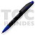 Caneta plástica preta com detalhe colorido metalizado, esferográfica tinta azul - Imagem 2