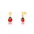 BRINCO INFANTIL MEIA BOLINHA JOANINHA RESINA OURO 18K. - Imagem 1