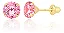 BRINCO INFANTIL CÁLICE ZIRCÔNIA ROSA 4MM OURO 18K. - Imagem 1