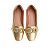 Mocassim Sapatilha Bico Quadrado Dourado Fivela Feminino - Imagem 3