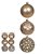 BOLA DECORADA NATAL MISTA NO PVC C/6 UND (CHAMPANHE DOURADO) 8cm (FLORARTE) Vol. 1 - Imagem 1