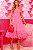 Vestido Midi Rosa com corações bordados Paixão - Imagem 1