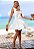 Vestido Curto de Crepe Off-White Com Alças Largas e Aplicação de Maxi Laço Olivia - Imagem 1
