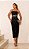 Vestido Midi Preto de Crepe Bordado Miami - Imagem 1