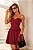 Vestido Curto Vermelho Bordô de Crepe Aveludado Allure - Imagem 3