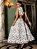 Vestido Midi de Linho Bordado Com Padrões Herbais Delicados Essência Champagne - Imagem 3