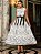Vestido Midi de Linho Bordado Com Padrões Herbais Delicados Essência Champagne - Imagem 1