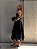 Vestido Midi Preto Em Renda de Couro Gabi - Imagem 3