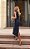 Vestido midi azul marinho de renda com cinto Maristela - Imagem 3
