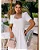 Vestido Midi Off White Manga Bufante e Decote Coração Bianca - Imagem 3