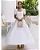 Vestido Midi Off White Manga Bufante e Decote Coração Bianca - Imagem 1