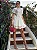 Vestido Curto Off-White Bordado Flor de Lis - Imagem 1