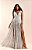 Vestido Longo Tule Shine com Decote V e Fendas - Imagem 5